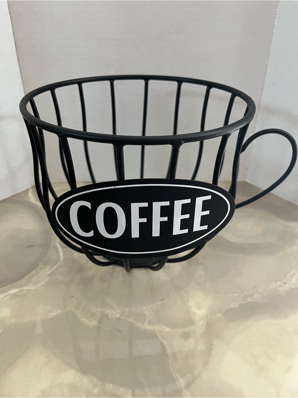 Black Coffee Wire Basket with Handle - COFFEE 6x7